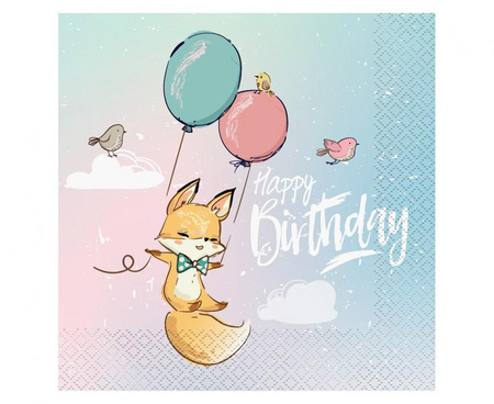 #ZSE_GD Serwetki Kolekcja Happy Birthday - Lisek, certyfikat FSC, 33x33 cm/ 20 szt. KK