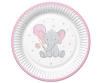 #ZTA Talerzyki Baby Elephant with Pink Ballon, 8 szt.