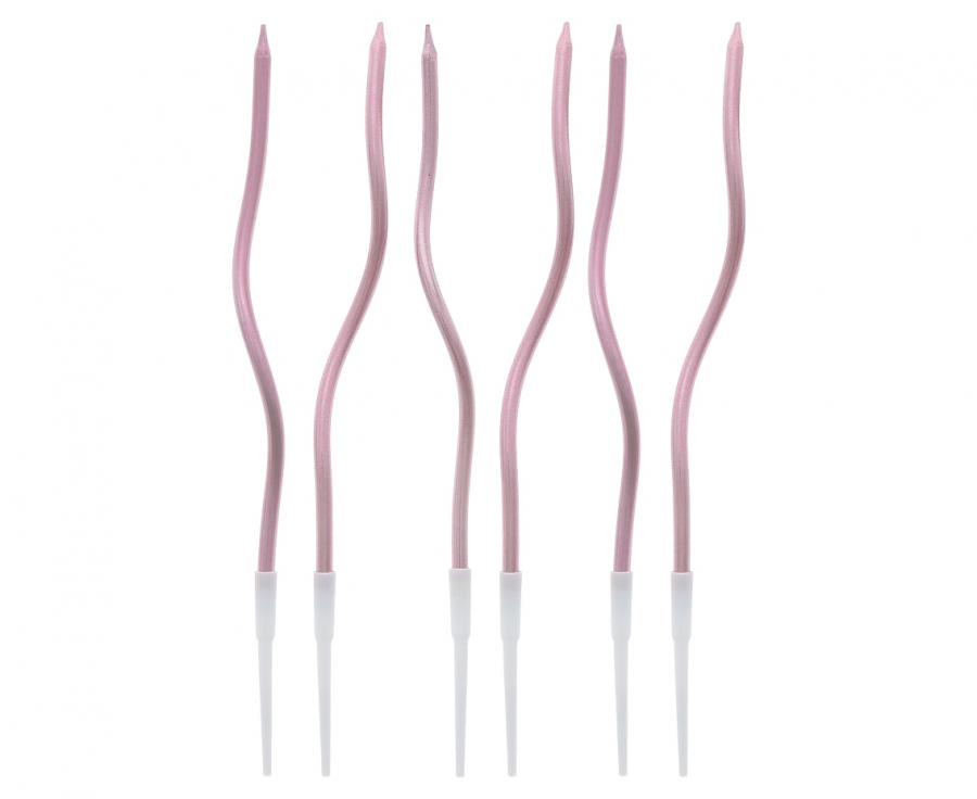 Metaliczne świeczki B&C świderki różowo-złote na tort urodzinowy