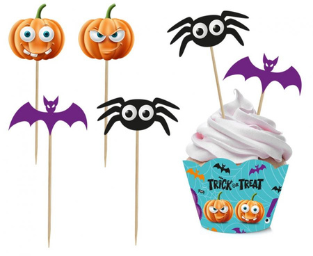 #DEI Zestaw pikerów i papilotek do muffinek Boo, 6 + 6 szt.