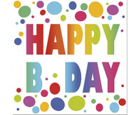 #ZSE Serwetki pap. Happy B’Day Dots, 33x33 cm, 20szt