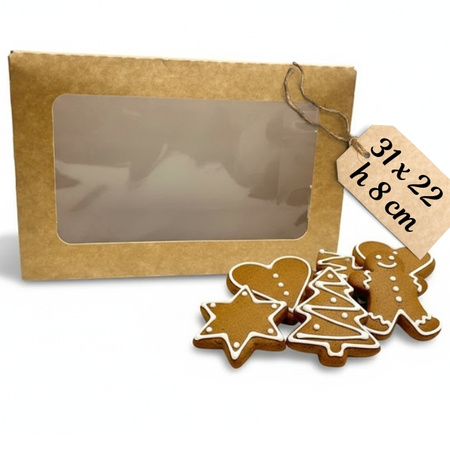 Pudełko na ciasto z oknem 31x22x8 cm KRAFT