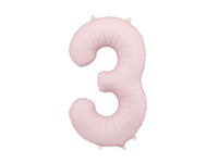 Balon foliowy Cyfra '3', 86cm, jasny różowy