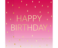 #ZSE Serwetki papierowe Pink Happy Birthday, Decorata, FSC, 33 x 33 cm, 20 szt.