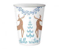 #ZKU_GD Kubeczki pap. Hello Winter, białe, 250 ml/ 6 szt.
