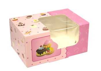 Pudełko z okienkiem 16,5x11x8 cm RÓŻOWE MUFFINKI