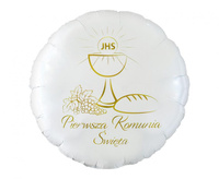 #BFK Balon foliowy Pierwsza Komunia Święta (kielich), okrągły 18" AA