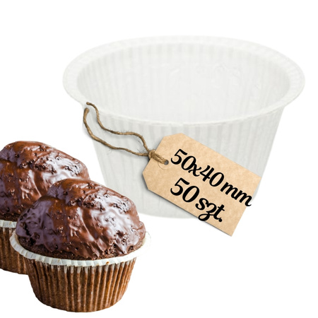 Papilotki na muffinki 50x40 mm BIAŁE 50 szt.
