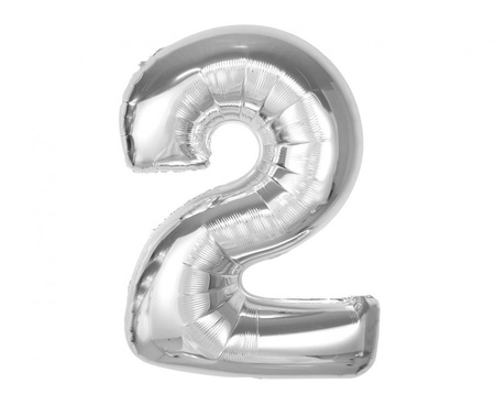 #BFC38 Balon foliowy Smart, cyfra 2, srebrna, 92 cm  KK