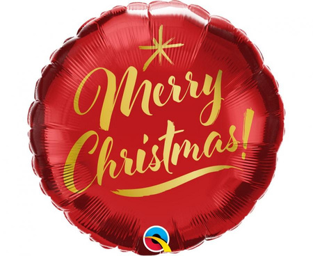 #BFK Balon foliowy 18 cali QL RND Christmas Gold Script Red KK