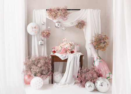 Balony 30 cm, Roczek, Baby pink (1 op. / 6 szt.)