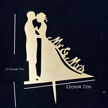 Akrylowy topper na tort weselny ślubny MR&MRS MŁODA PARA WZ.VIII