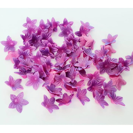Dekoracja waflowa na tort KWIATUSZKI MINI FIOLETOWE 20 szt. Rose Decor