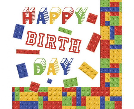 #ZSE Serwetki pap. Building Blocks Birthday, 33 x33 cm, 20 szt.