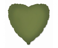 #BFK Balon foliowy 18" FX - Serce (matowe Olive Green), niepakowany