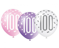 #BL Balon UQ 12" Glitz z nadr. 100, różowy miks, 6 szt.