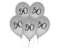 #BL Balony 50, srebrne, 12"/ 5 szt. KK