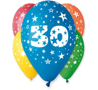#BL Balon 12" z nadr. "30", pastel mix / 5 szt. KK