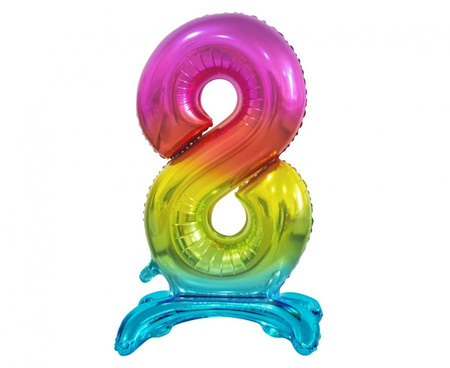 #BFC6 Balon foliowy B&C Cyfra stojąca 8, tęczowa, 74 cm AA