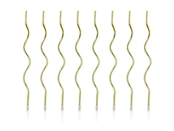 Świeczki urodzinowe zakręcone, złote, 14cm (1 op. / 8 szt.)