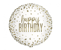 #BFK Balon foliowy 18" Happy Birthday (złote konfetti)
