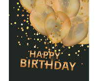 #ZSE Serwetki papierowe Gold Balloons Happy B-day on Black, 33 x 33 cm, 20 szt.