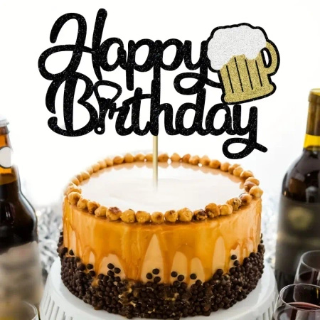 Papierowy topper na tort HAPPY BIRTHDAY KUFEL PIWA