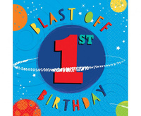 #ZSE Serwetki pap. Blast Off 1st Birthday, rozm. 33 x 33 cm, 16 szt.