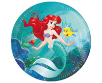 #ZTA Talerzyki papierowe Ariel Curious, next generation, Decorata Party Disney, 23cm, 8 szt. (certyf. FSC)