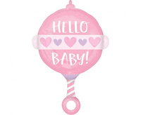 #BFK Balon foliowy CIR Hello Baby, różowy, 43x60 cm, zapakowany