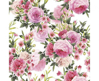 #ZSE Serwetki pap. Rose Twigs with Leaves and Flowers, 33x33 cm