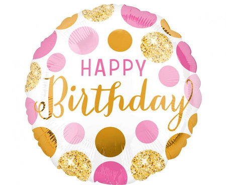 #BFK Balon foliowy 18" SHP -  Pink and gold Birthday