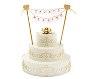 #DETO Dekoracja papierowa W&C na tort Just Married, 25 cm KK