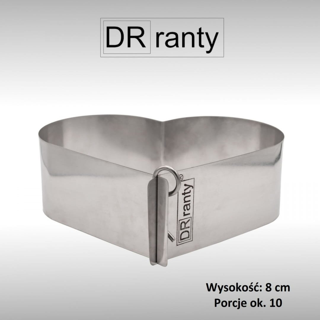 Rant cukierniczy w kształcie serca o wysokości 8 cm na 10 porcji