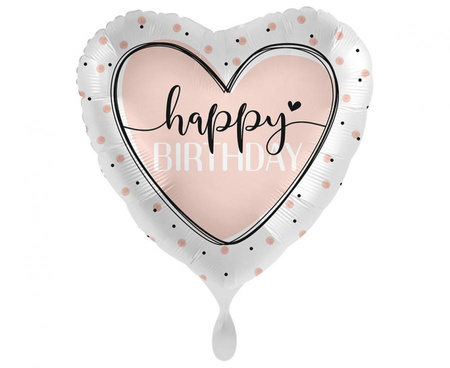 #BFK Balon Foliowy błyszczący Heart Birthday S40,45 cm zapakowany