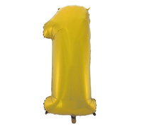 #BFC45 Balon foliowy B&C "Cyfra 1", złota, matowa, 92 cm KK
