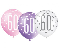 #BL Balon UQ 12" Glitz z nadr. 60, różowy miks, 6 szt.