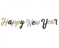 #DEGI Girlanda papierowa B&C Happy New Year, brokatowa, 250 cm KK