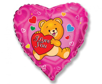 #BFK Balon foliowy 18" FX - Miś: I love you, pakowany