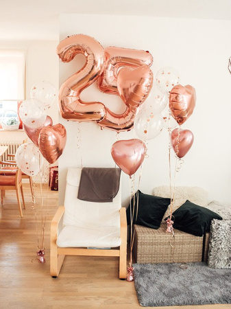 Balon foliowy Cyfra ''5'', 86 cm różowe złoto Party Deco
