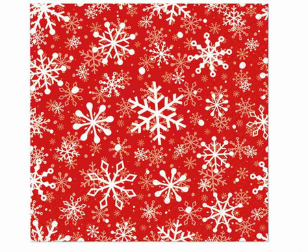 #ZSE Serwetki papierowe PAW, czerwone z płatkami śniegu 33x33 cm, 20 szt.
