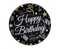 #ZTA_GD Talerzyki papierowe B&C Happy Birthday, 18 cm/ 6 szt.