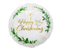#BFK Balon foliowy Happy Christening (krzyż i gołąbek), 18" KK