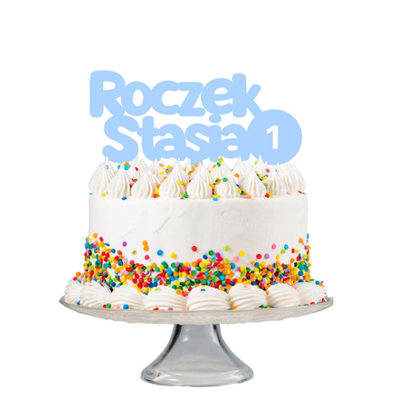 Personalizowany topper na ROCZEK Z JEDYNECZKĄ WZ.II + IMIE DZIECKA + KOLOR