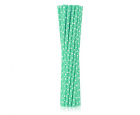 #ZSŁ Rurki (słomki) pap. zielone w białe groszki, 6x197mm / 12 szt. KK