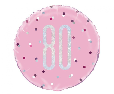 #BFK Balon foliowy UQ 18" Glitz, groszki z nadr. 80, różowy