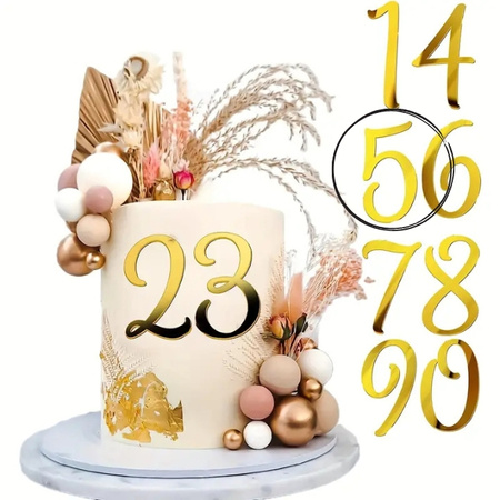 Topper na tort cyfra 5 PIĘĆ PIĄTKA 4,5x3 cm