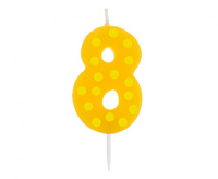 #SC15 Świeczka cyferka piker Grochy - 8, 6 cm KK