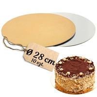 Podkład dwustronny pod ciasto ŚR. 28 cm 10 szt. ZŁOTO - SREBRNY