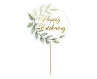 #DETO Dekoracja papierowa na tort Happy Christening, listki, średnica 14 cm KK